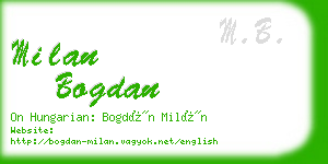 milan bogdan business card